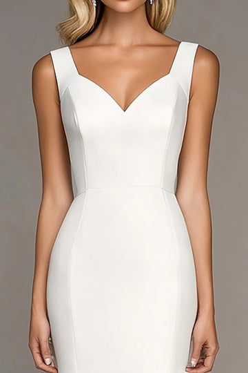 Ivory Bodycon Straps Short Work Dress with Ruffles